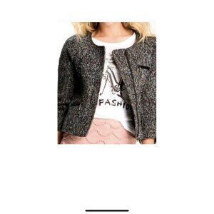 NWT Sanctuary Anthropologie blazer, full zip jacket, zip pockets, Sz Large Gray